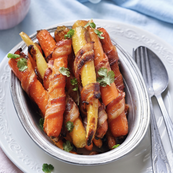 Maple chilli carrots wrapped in bacon