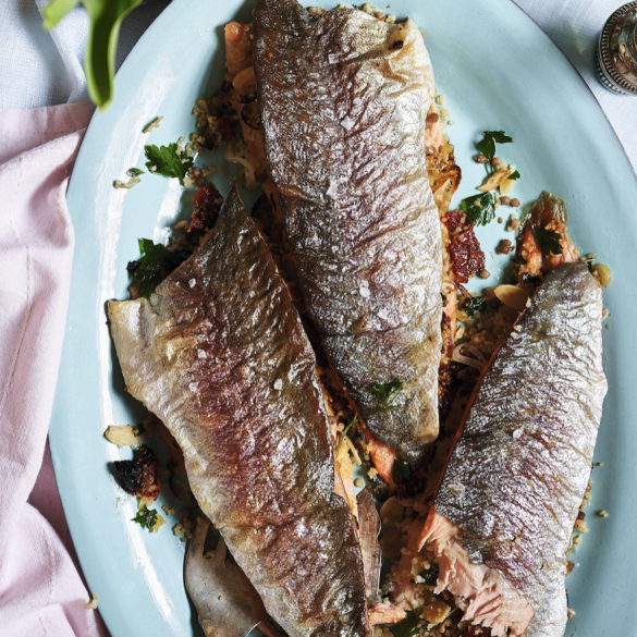 Couscous-stuffed trout recipe