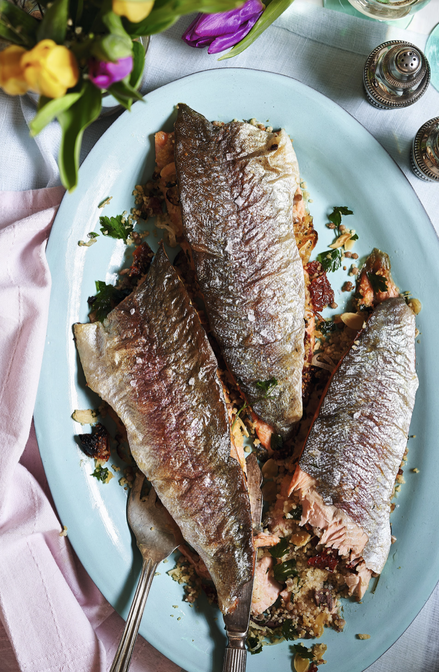 Couscous-stuffed trout recipe