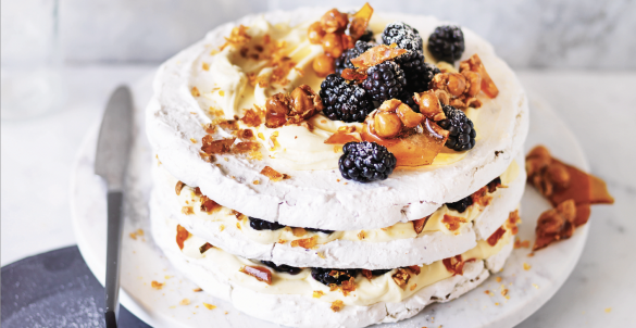 Blackberry & Mascarpone Coconut Meringue Stack Recipe