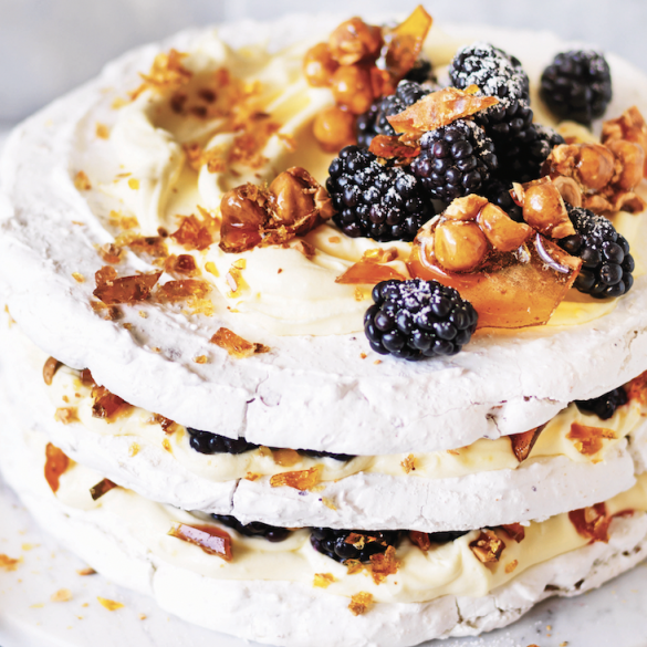 Blackberry & Mascarpone Coconut Meringue Stack Recipe