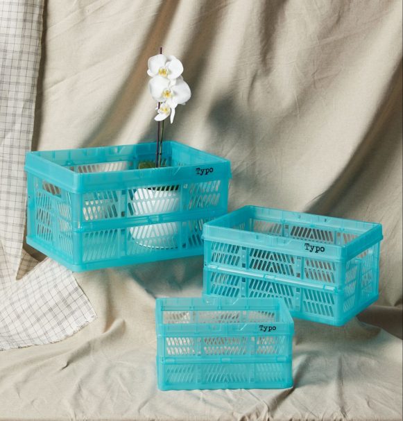 cute storage foldable crates typo