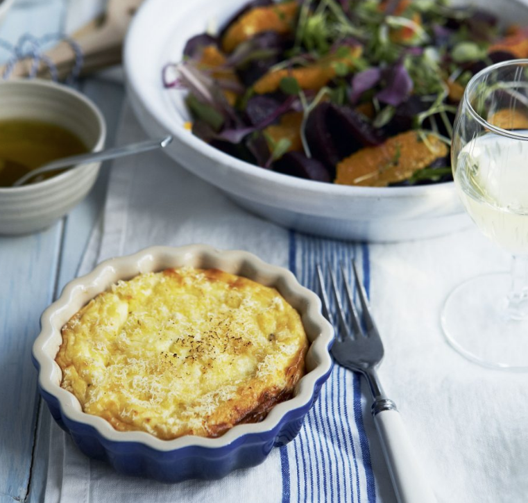 Baked Goats’ Cheese Soufflé with Beetroot and Orange Salad Recipe