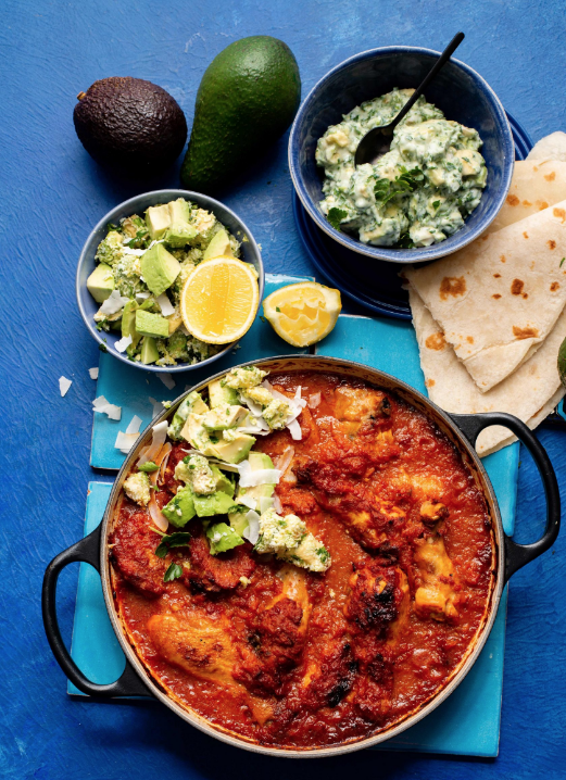 Delicious and easy chicken curry with avocado sambal recipe