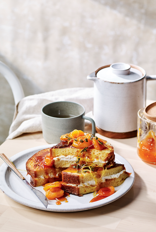 Boujee brioche french toast sandwiches with verjuice apricots