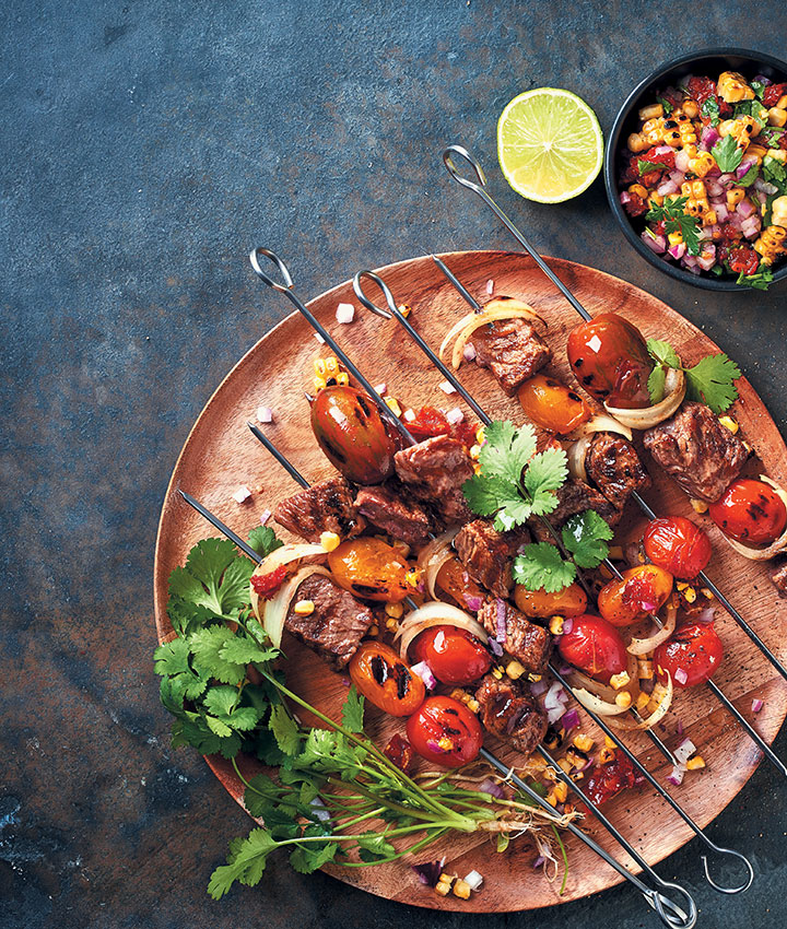Simple steak kebabs with a mouth-watering salsa