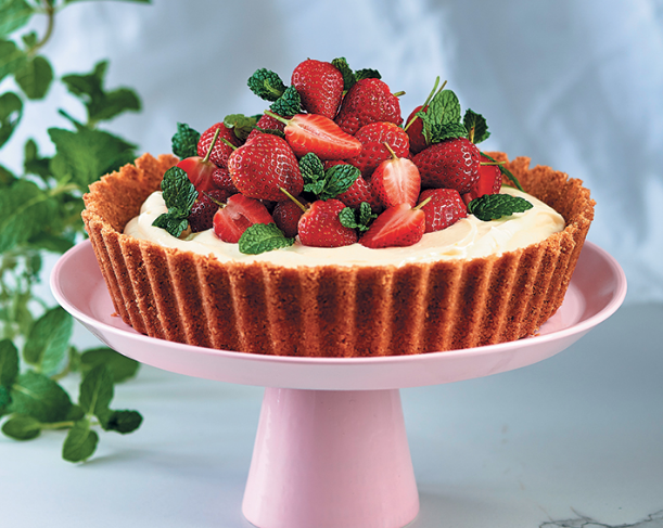 Rose and lemon scented no-bake cheesecake