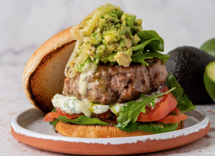 A taste of Greece – cheats lamb burger with avo