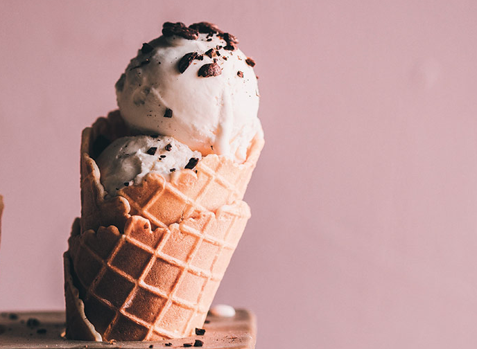 White coffee and coconut ice cream