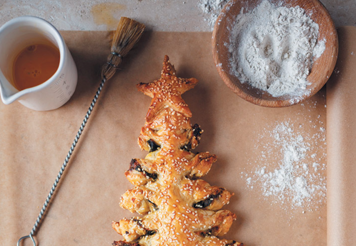 A spinach and ricotta Christmas tree bake to add to the table