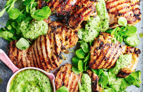 Cheeky chermoula chicken and pea puree, for the advanced braaier