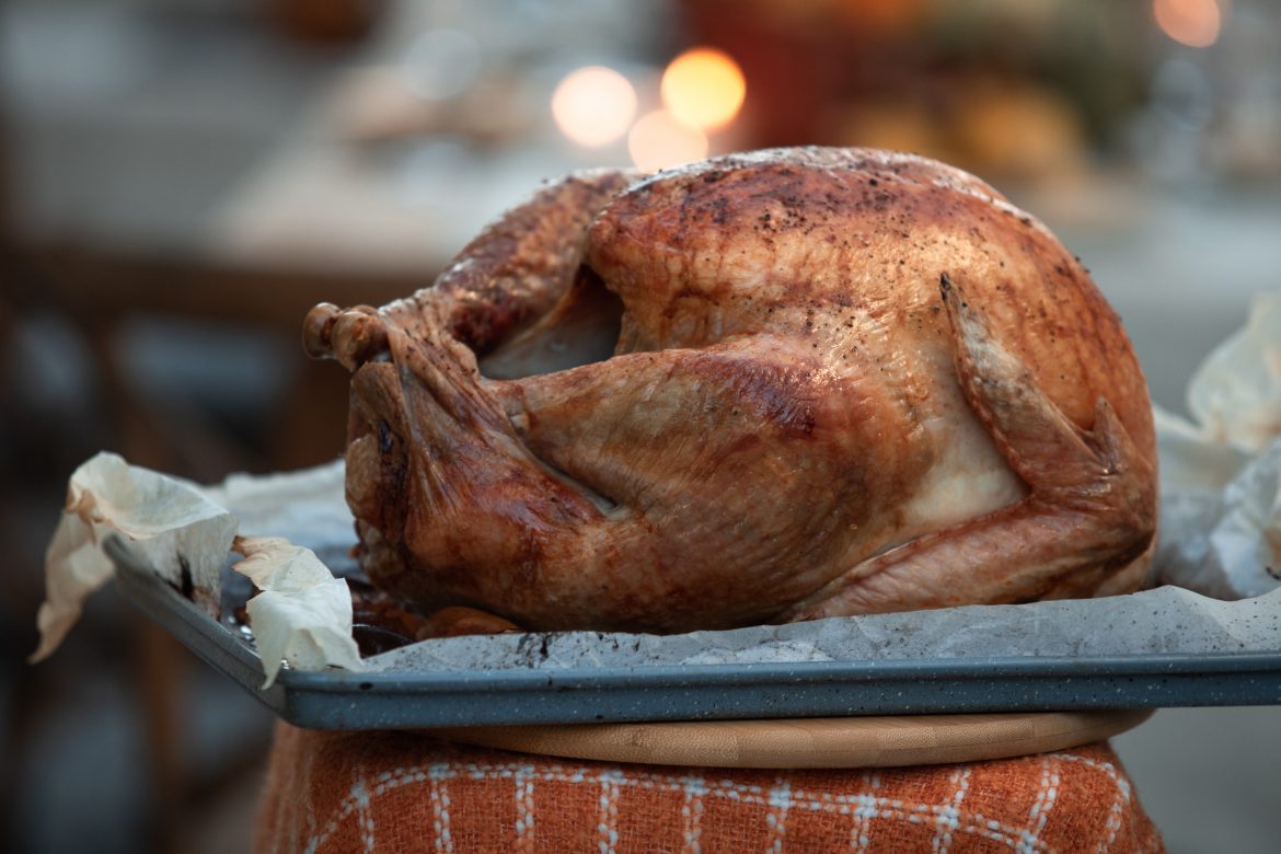 Mouth-watering roast chicken with mushroom and brown rice stuffing
