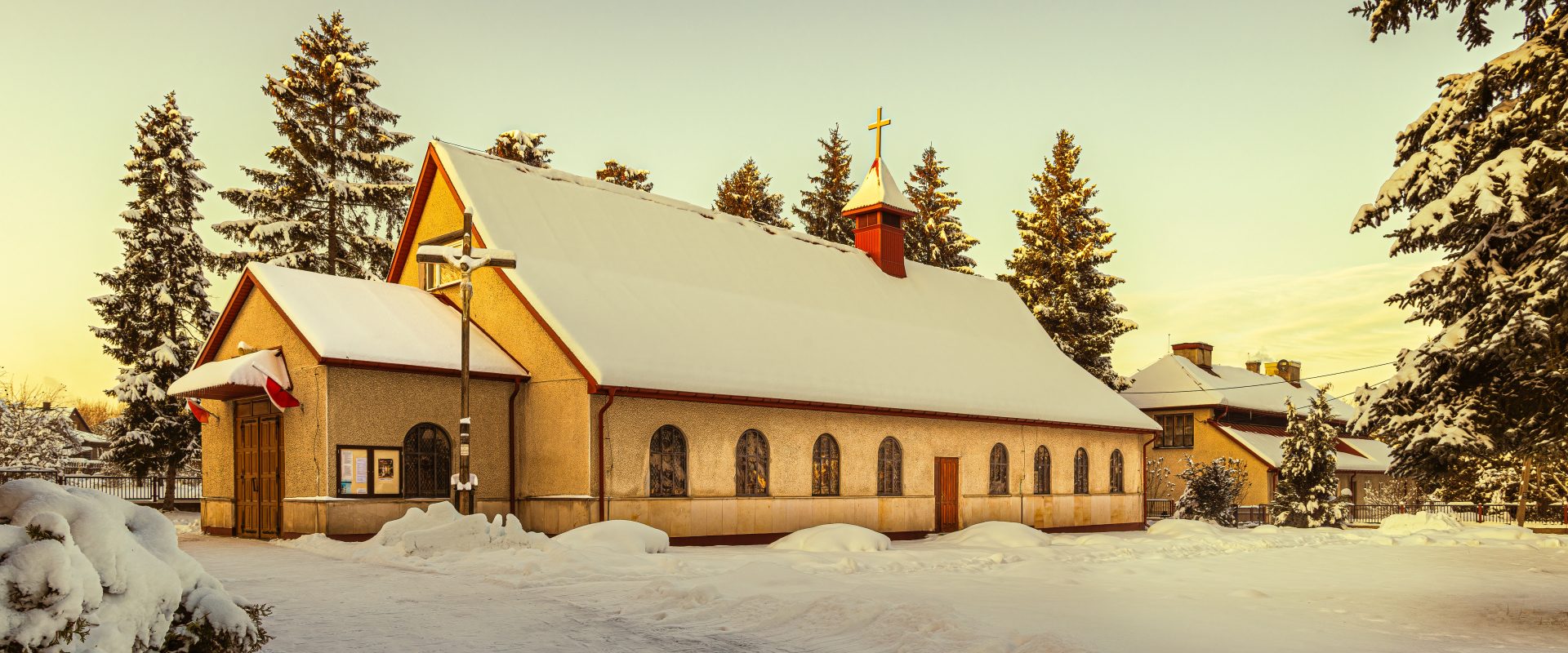 a winter cottage in the snow