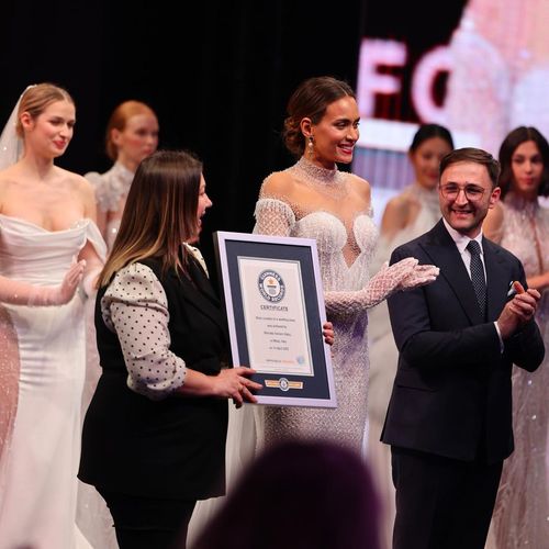 Swarovski crystal-encrusted wedding dress sets Guinness World Record