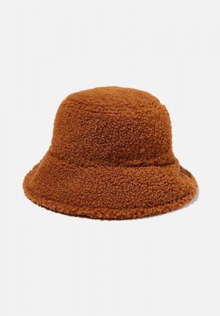 Bianca textured bucket hat - tan sherpa