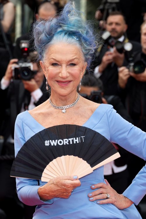 Helen Mirren rebels with blue hair at 77