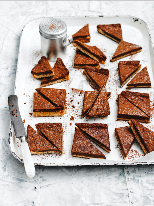 Chocolate truffle almond slice