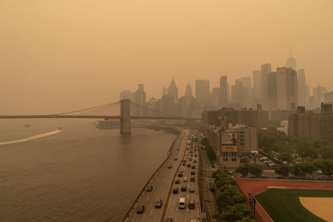 Smoke from Quebec wildfires shrouds New York in orange haze
