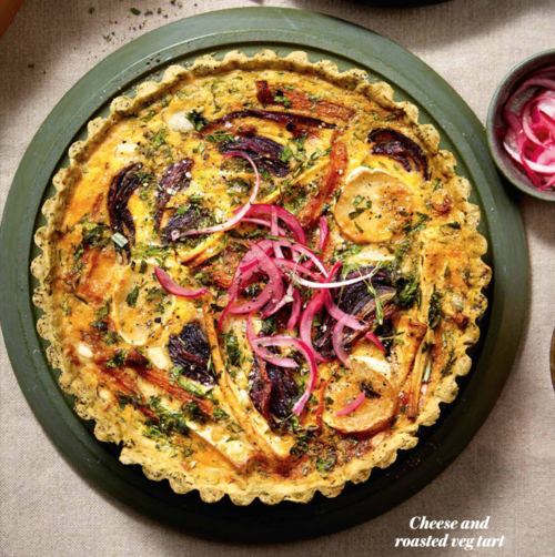 Cheese and roast veg tart