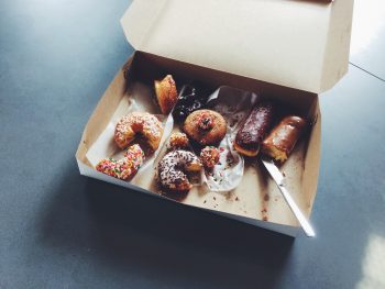 a box of half eaten cake