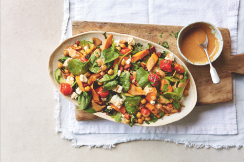 Feta, almond and sweet potato salad