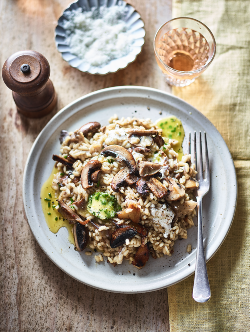 Mushroom and mascarpone risotto with lemon and chive butter