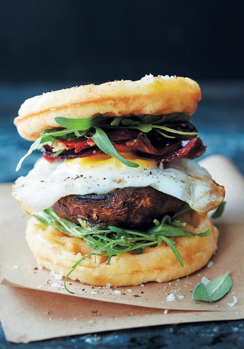 Breakfast waffle sandwich