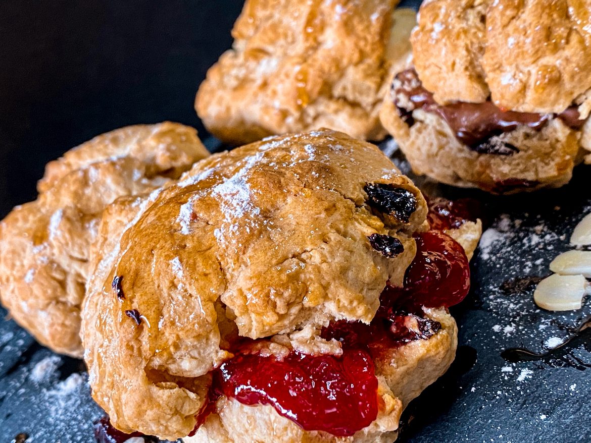 Get your fix of almond scones with smashed berries