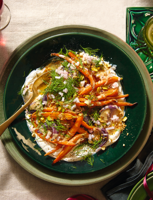 Roast carrot and red onion salad