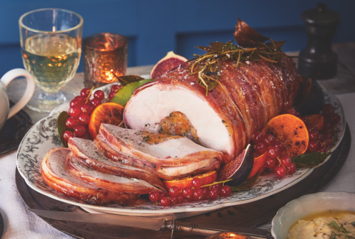 Orange-glazed turkey breast with apricot and pistachio stuffing