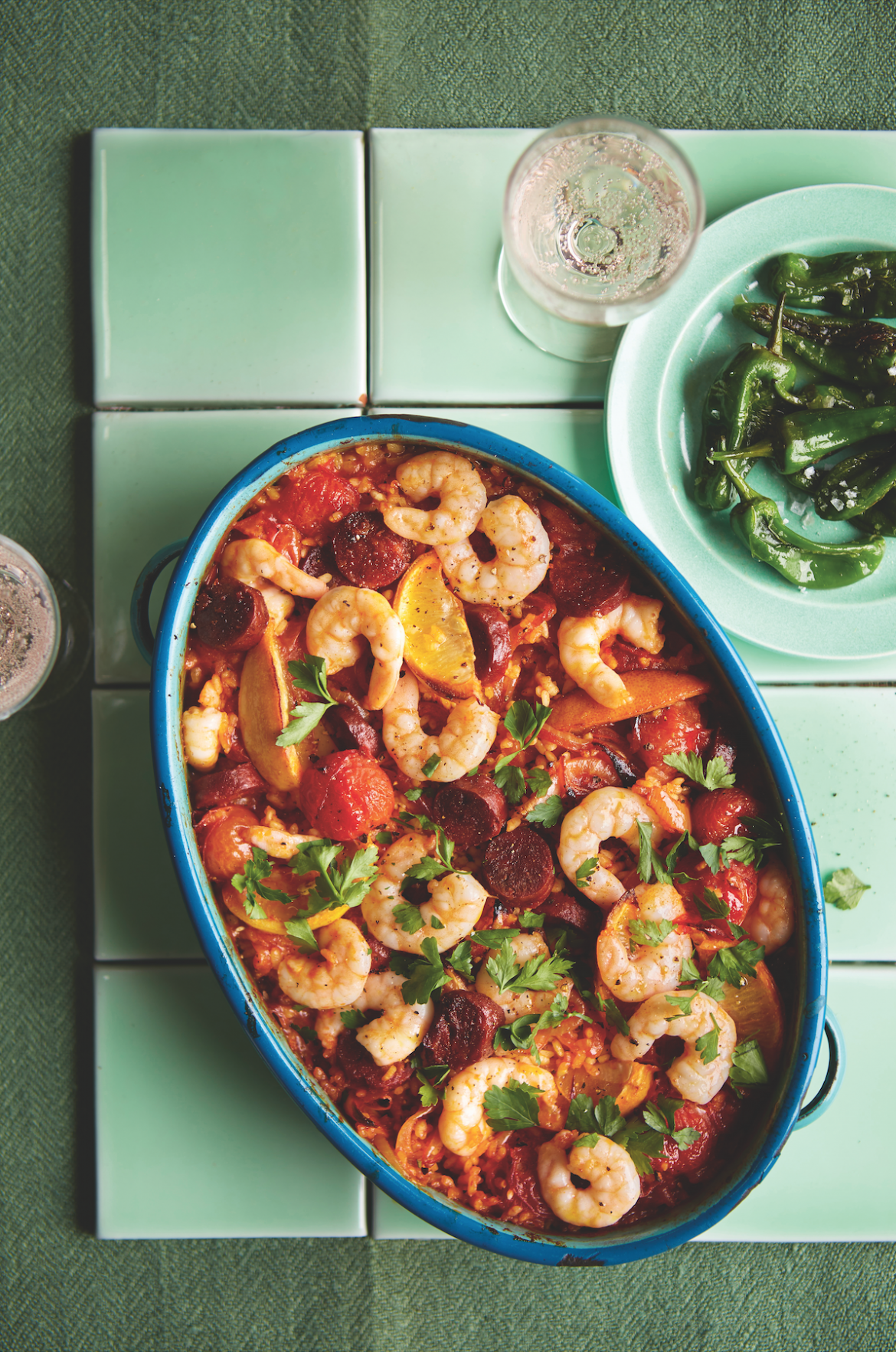 Prawn and chorizo baked rice