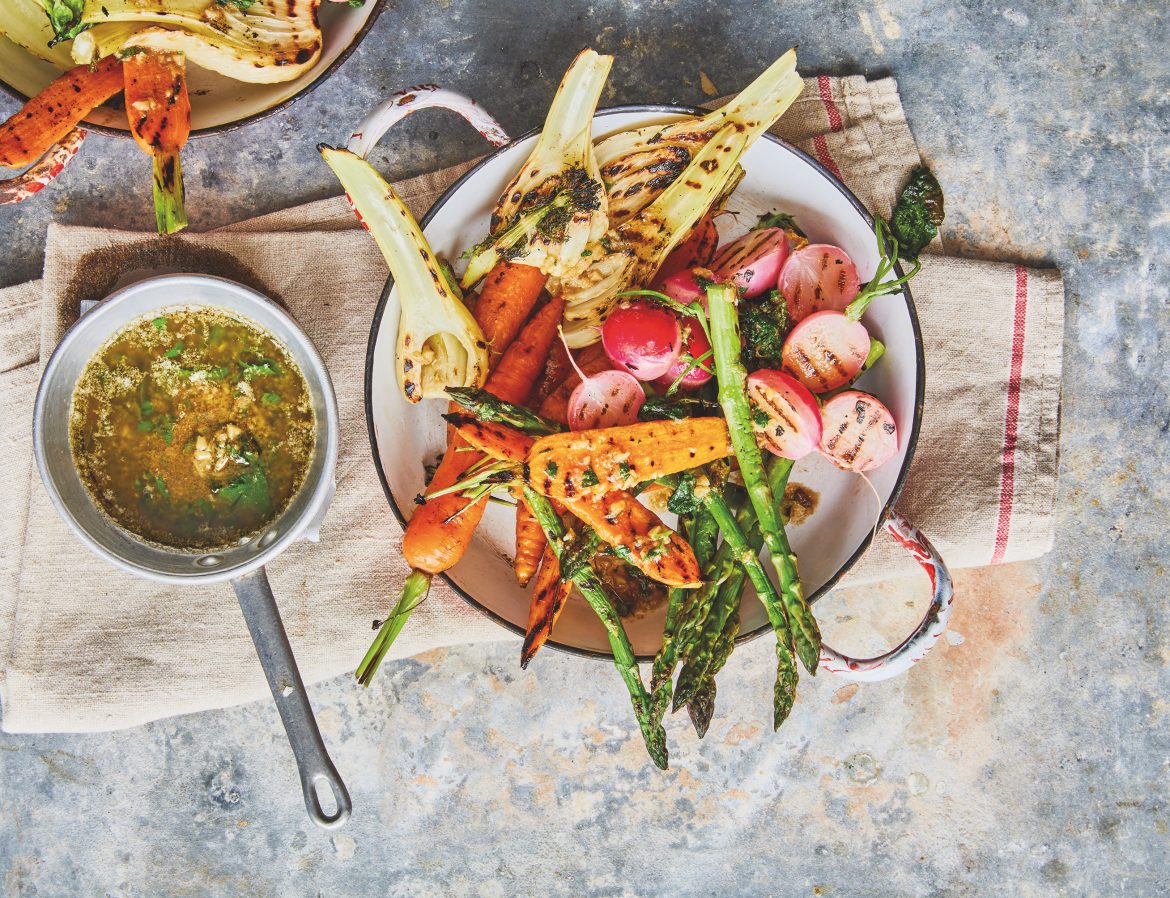 Charred vegetables with bagna càuda