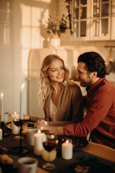 Couple having a romantic dinner at home