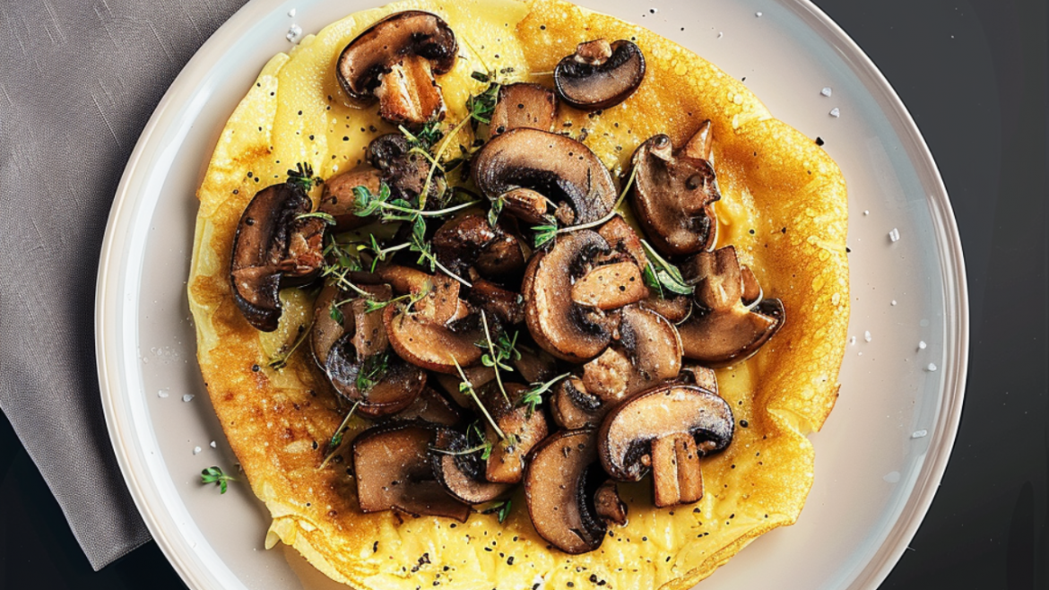 Open mushroom omelette