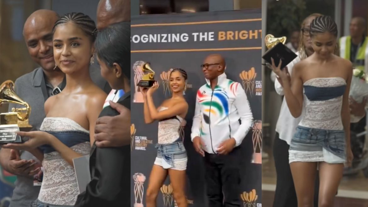 WATCH: Tyla touches down in Johannesburg clutching a Grammy