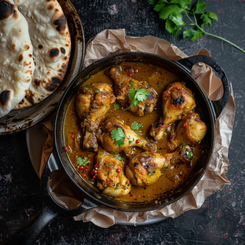 Chicken stew with naan