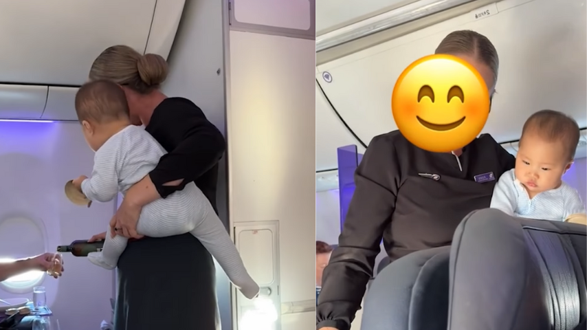 WATCH: Flight attendant goes viral for helping mom with baby