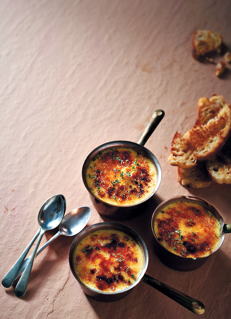 Parmesan and thyme crème brûlée