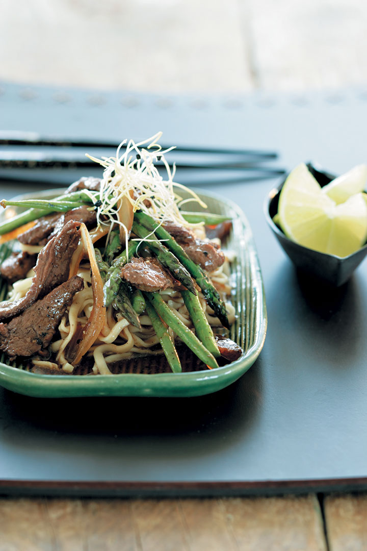 Ostrich fillet stir-fry with vegetables and preserved ginger