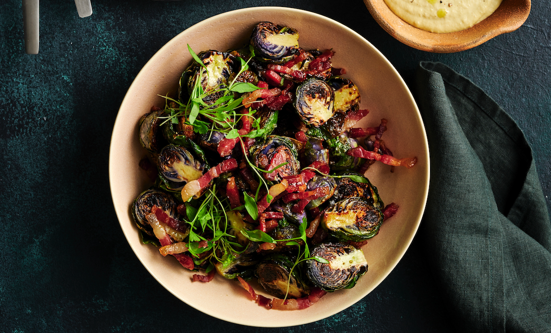 Fried Brussels sprouts with tonnato and pancetta
