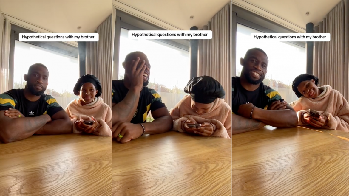 “I’ll snuck him out!” Siya Kolisi answers younger sister Liphelo’s hypothetical questions