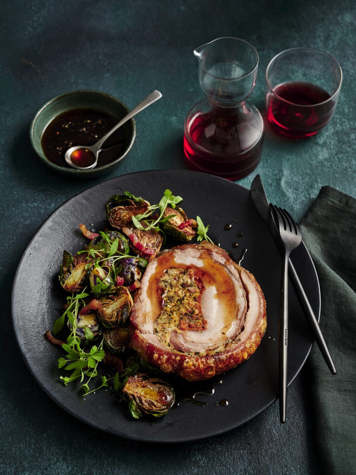 Porchetta with ciabatta, ‘nduja and oregano stuffing