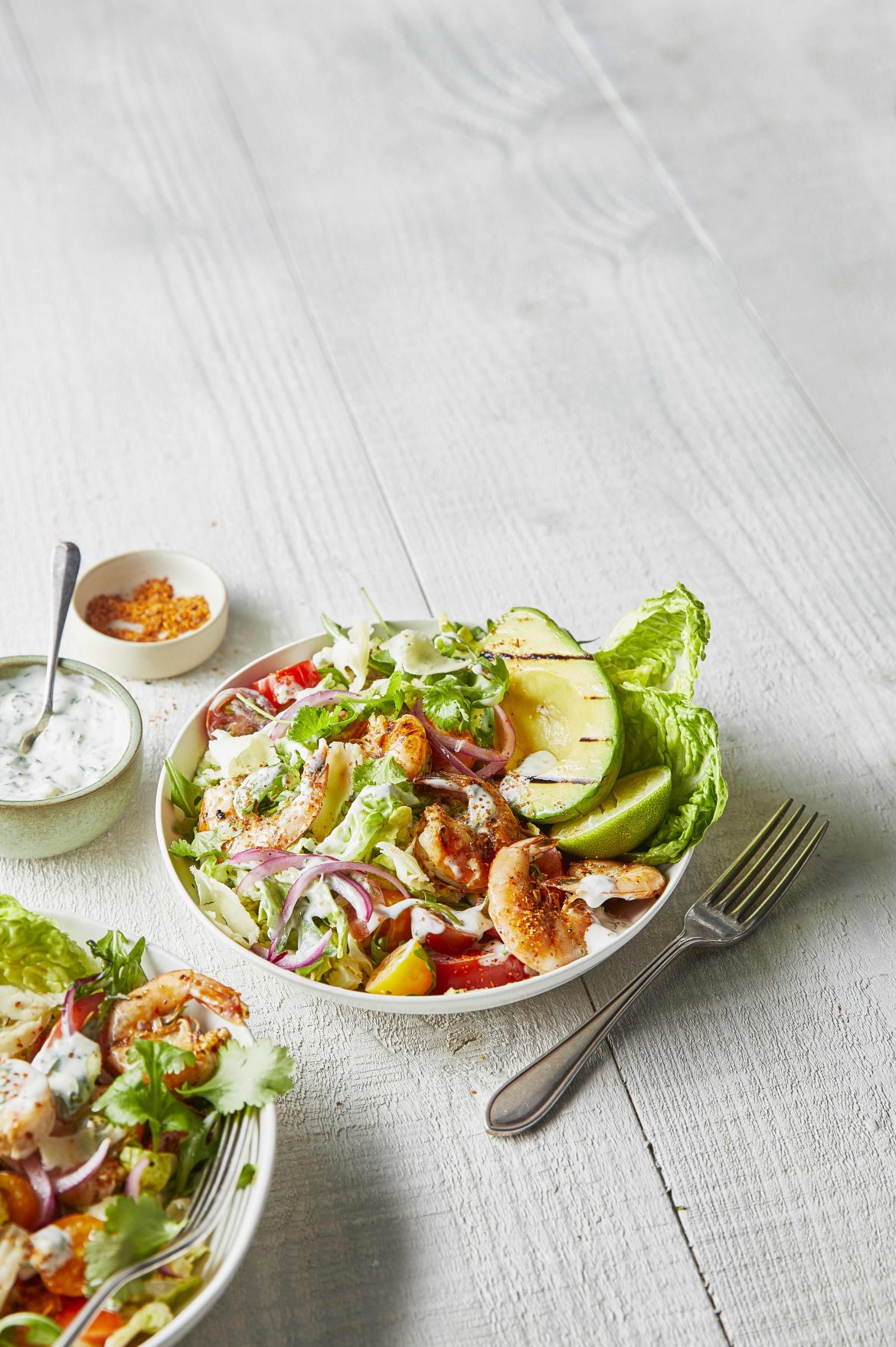 Grilled prawn and avocado salad