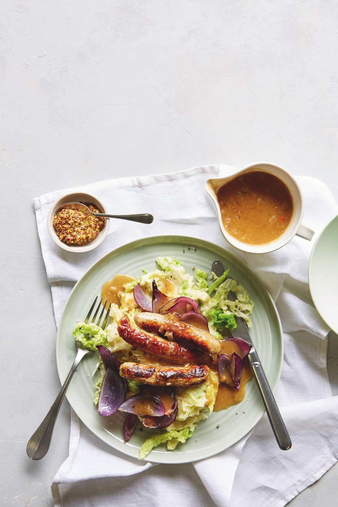 Healthier sausage and mash