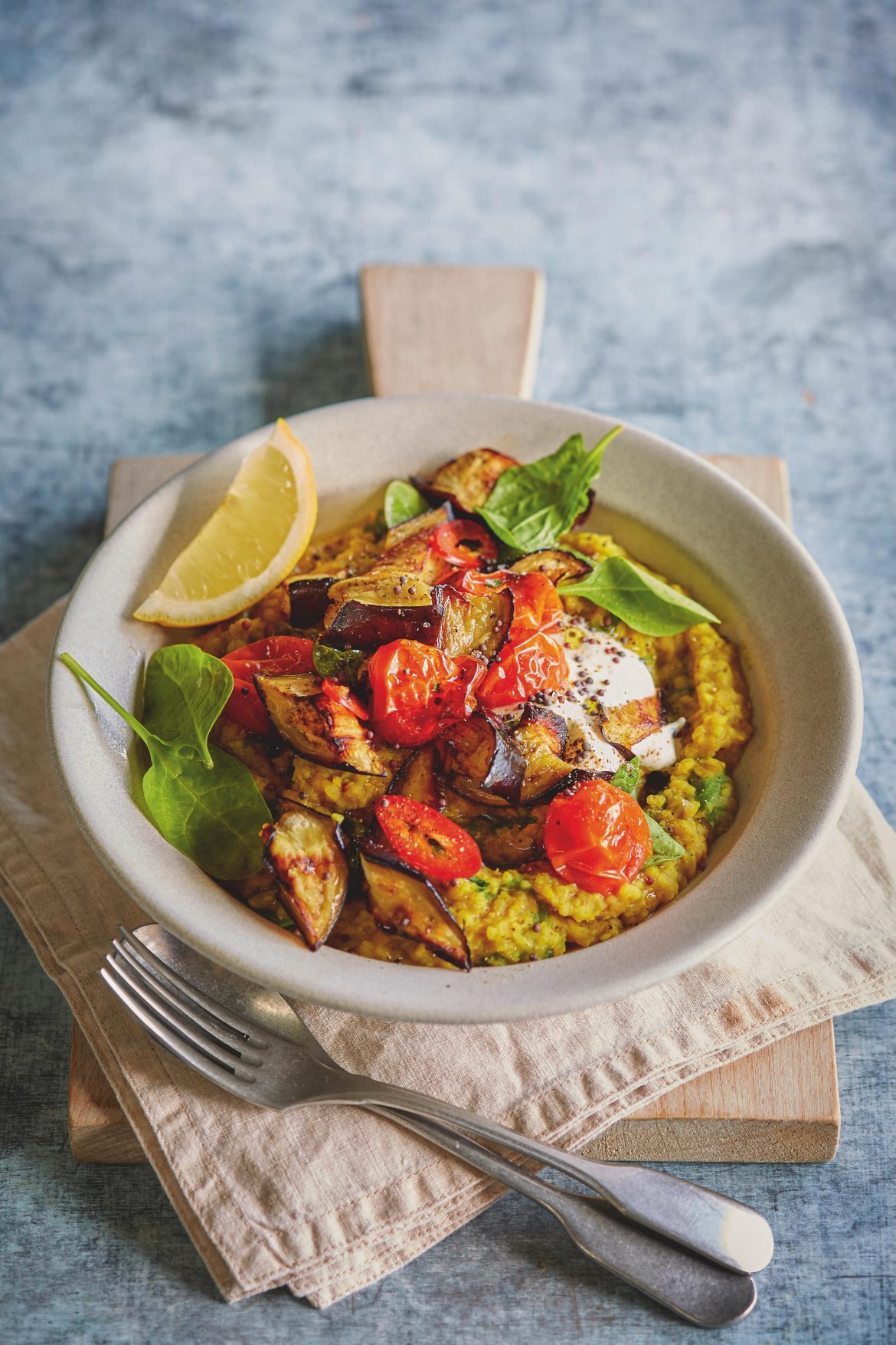 Roasted aubergine kitchari