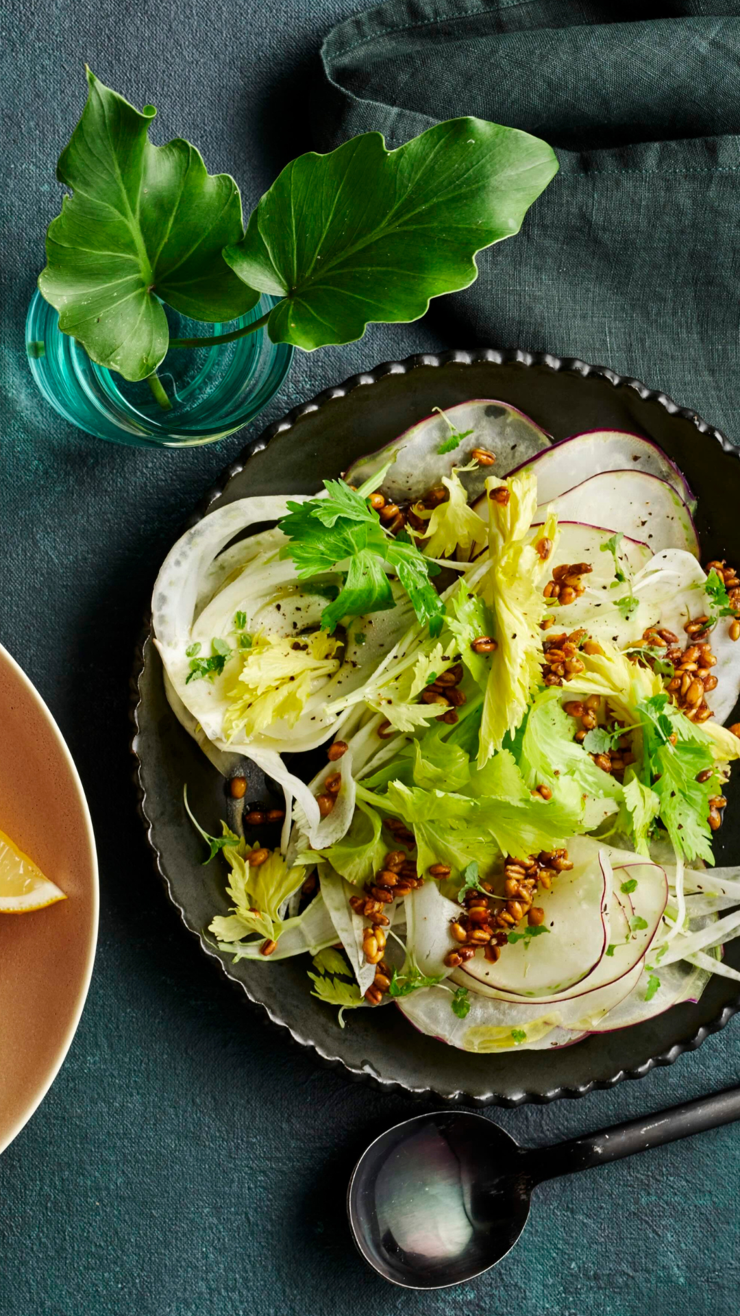 Fennel, kohlrabi and celery with toasted farro
