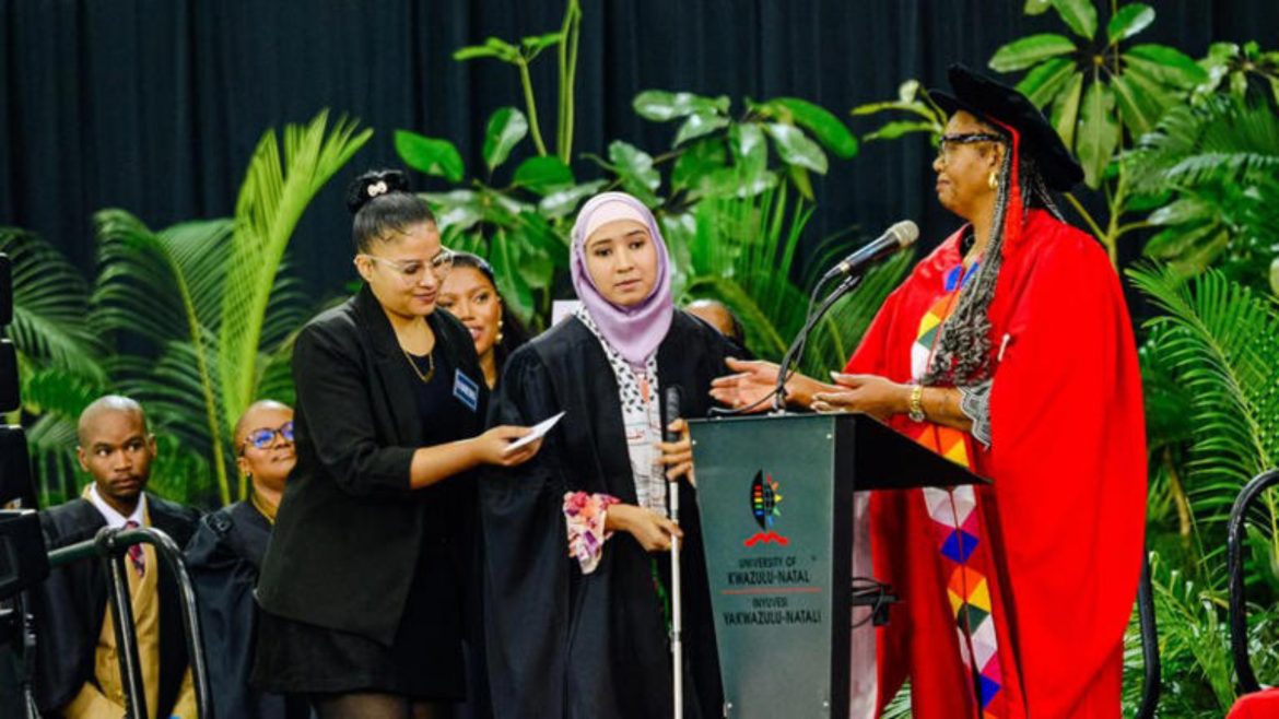 Blind UKZN student Azraa Ebrahim graduates cum laude with 14 distinctions