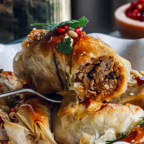 Spiced pork phyllo rolls 13