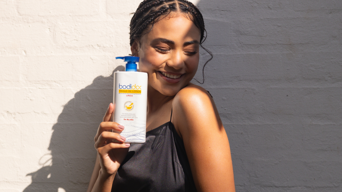 Reveal your glow with Bodidoc’s award-winning tissue oil lotion with urea