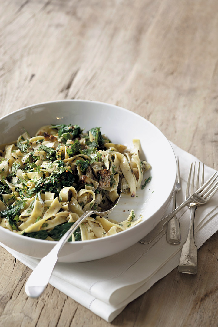 Sweet potato, spinach and coconut pasta